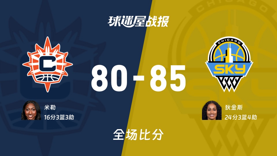 WNBA阳光vs天空战报：80-85，狄金斯24+3+4
